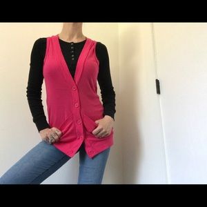 Express Button Down Hot Pink Cotton Vest
